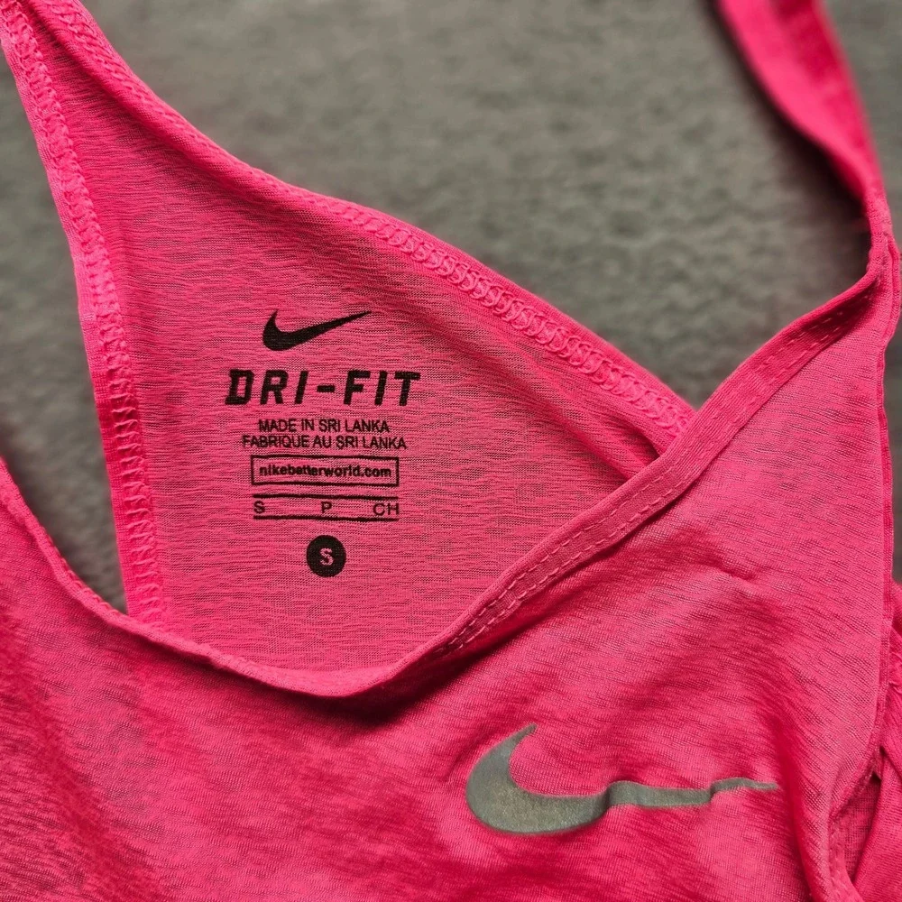 Nike Womens Dri-FIT Pink Heathered Racerback Training Tank Top 719865-639 Size S